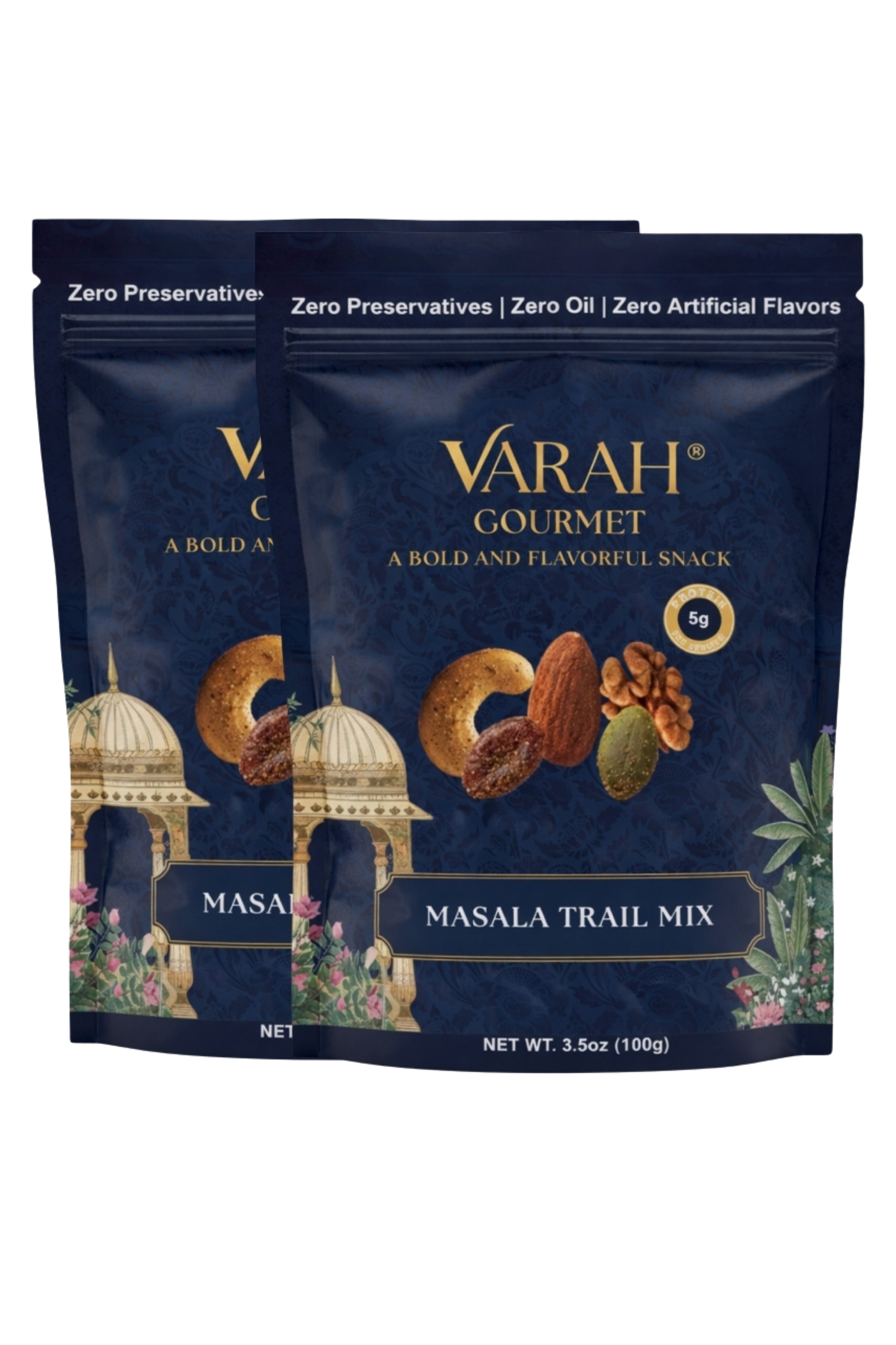 Masala Trail Mix - 2 Pack - Savory Indian-Spiced Nuts & Seeds