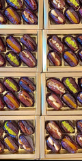 Premium dates, stuffed with nuts & dried fruits, in a gold foiled gift box