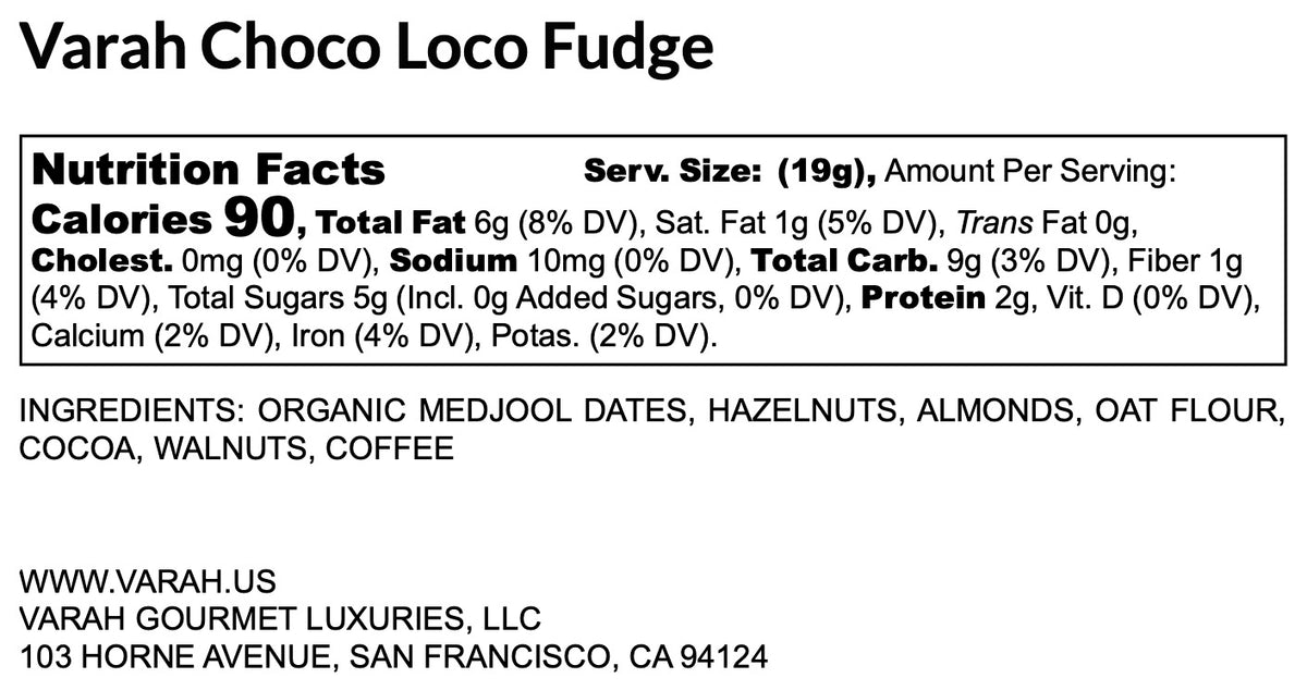 Choco Loco Fudge nutrition facts and ingredients