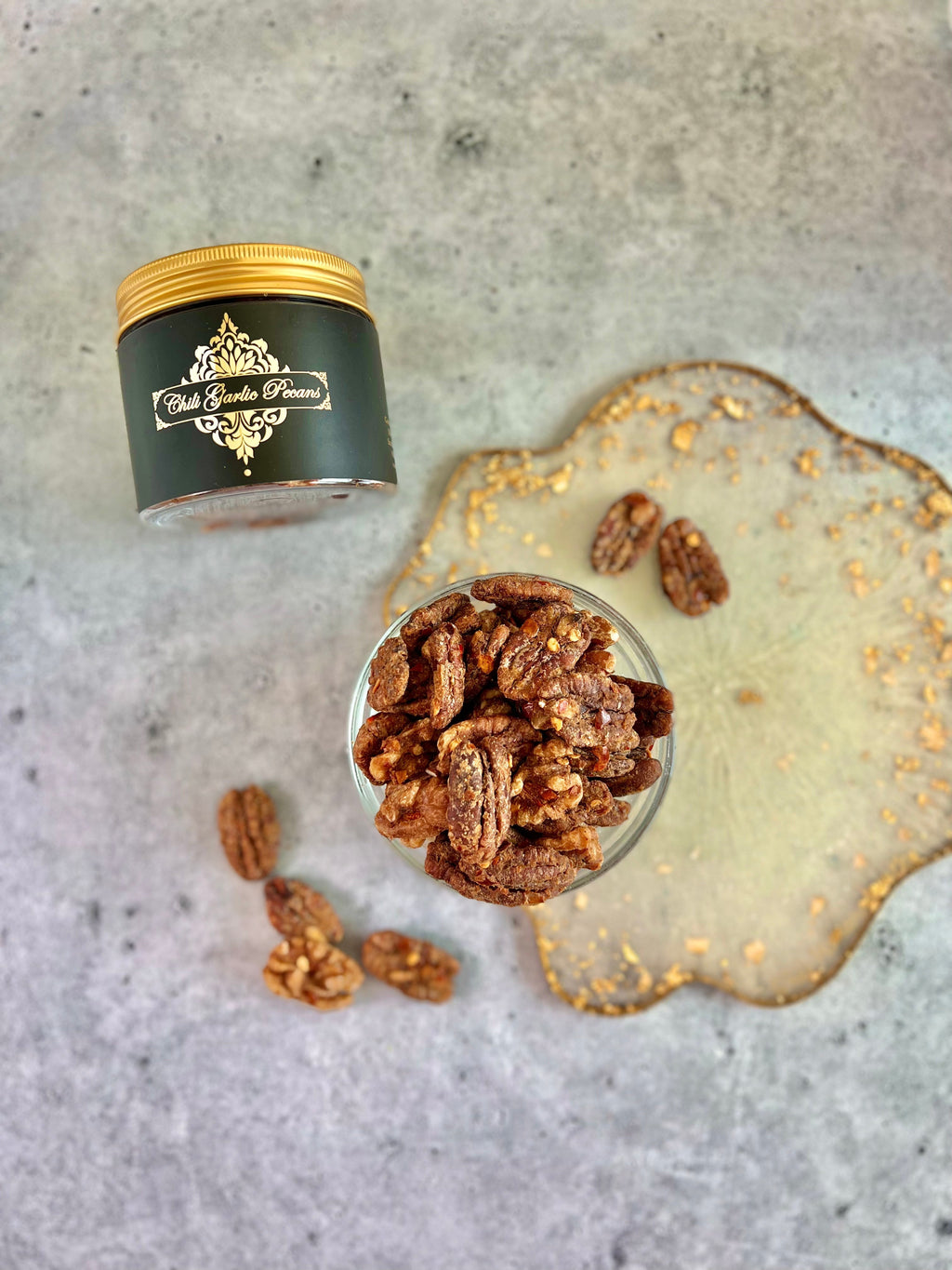 Chili Garlic Pecan snack jar