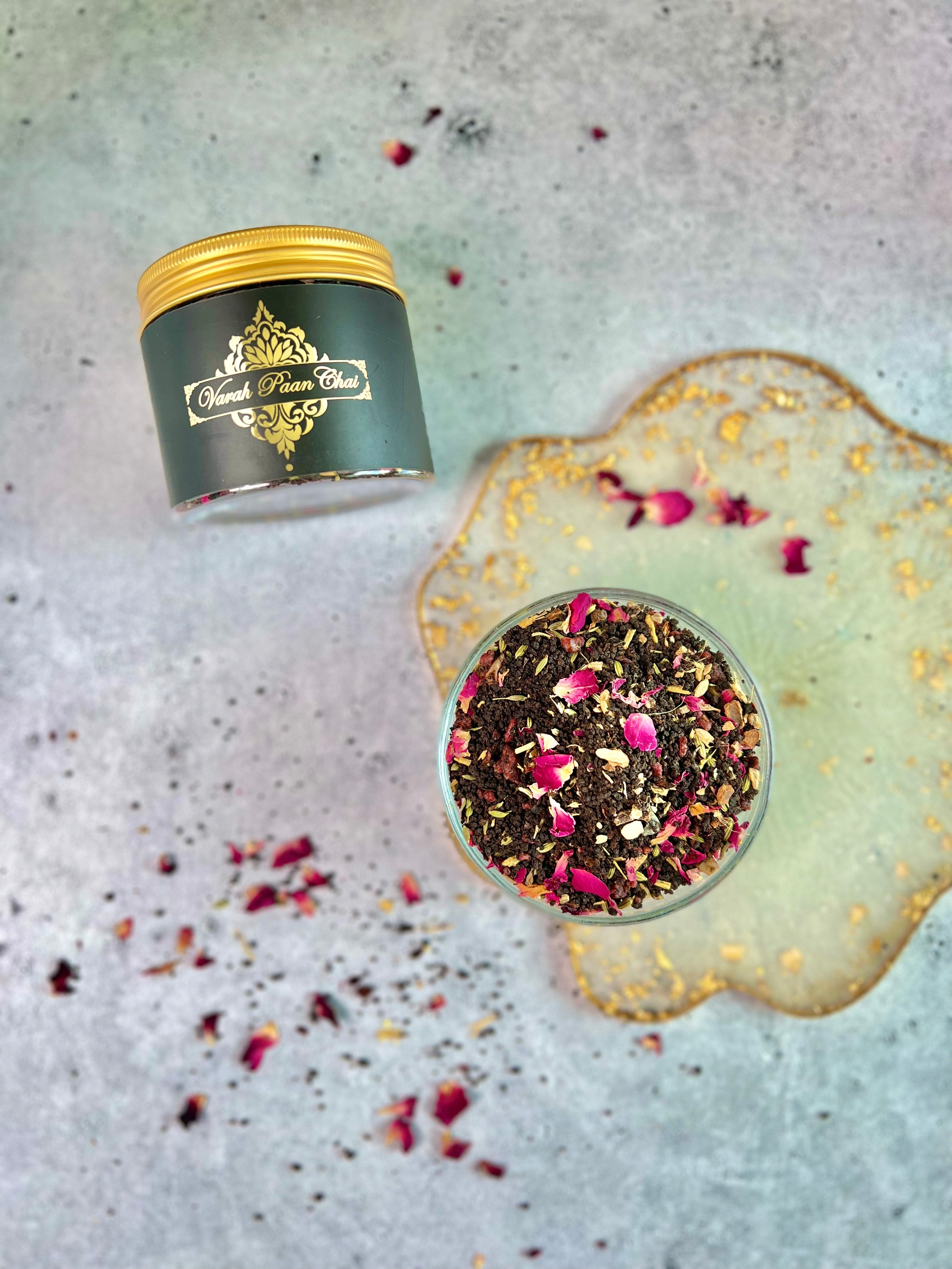Varah Paan Chai - tea blend infused with Paan flavor, with rose petals and spices